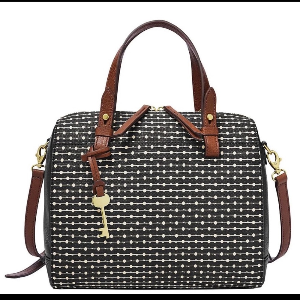 Fossil Rachel Satchel- Black Key Stripe